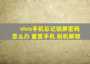 vivo手机忘记锁屏密码怎么办 重置手机 刷机解锁